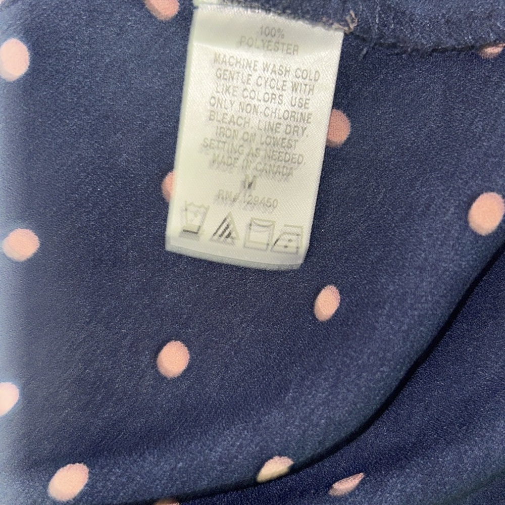 Como Vintage blouse size medium. Navy blue with pink polka dots. Great condition - Picture 5 of 6